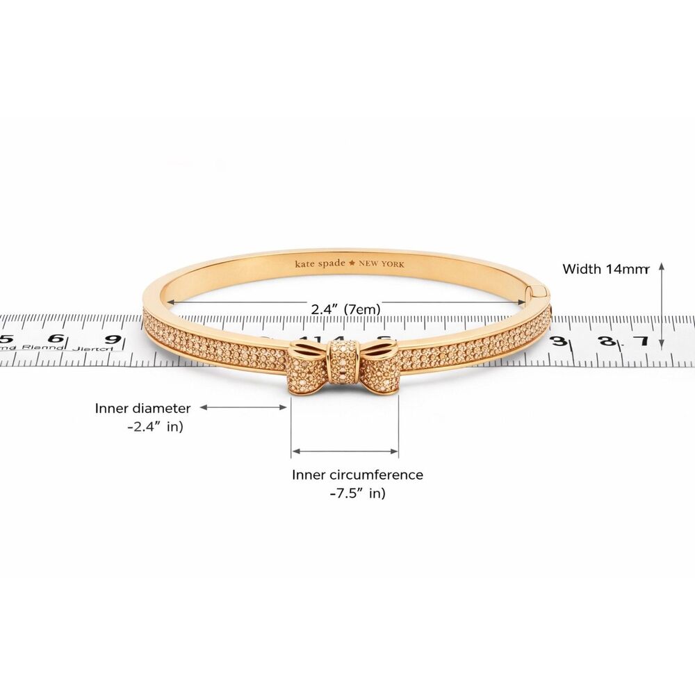 kate spade gold-tone pavé bow bangle bracelet - Picture 3 of 11